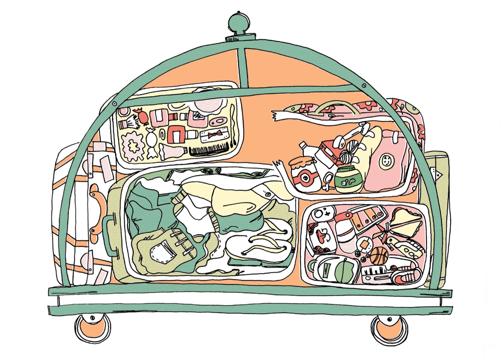 Baggage, illustration of a luggage cart