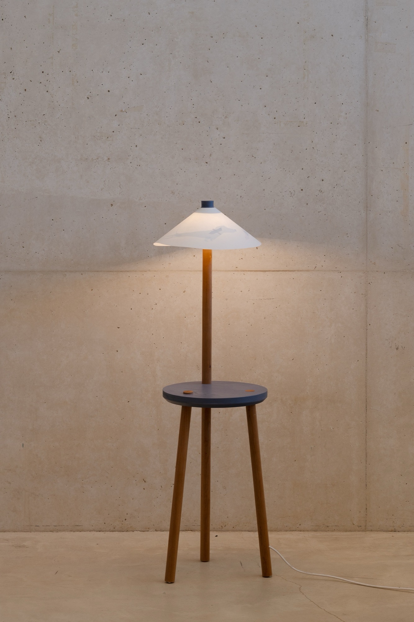 Floor lamp with a small table