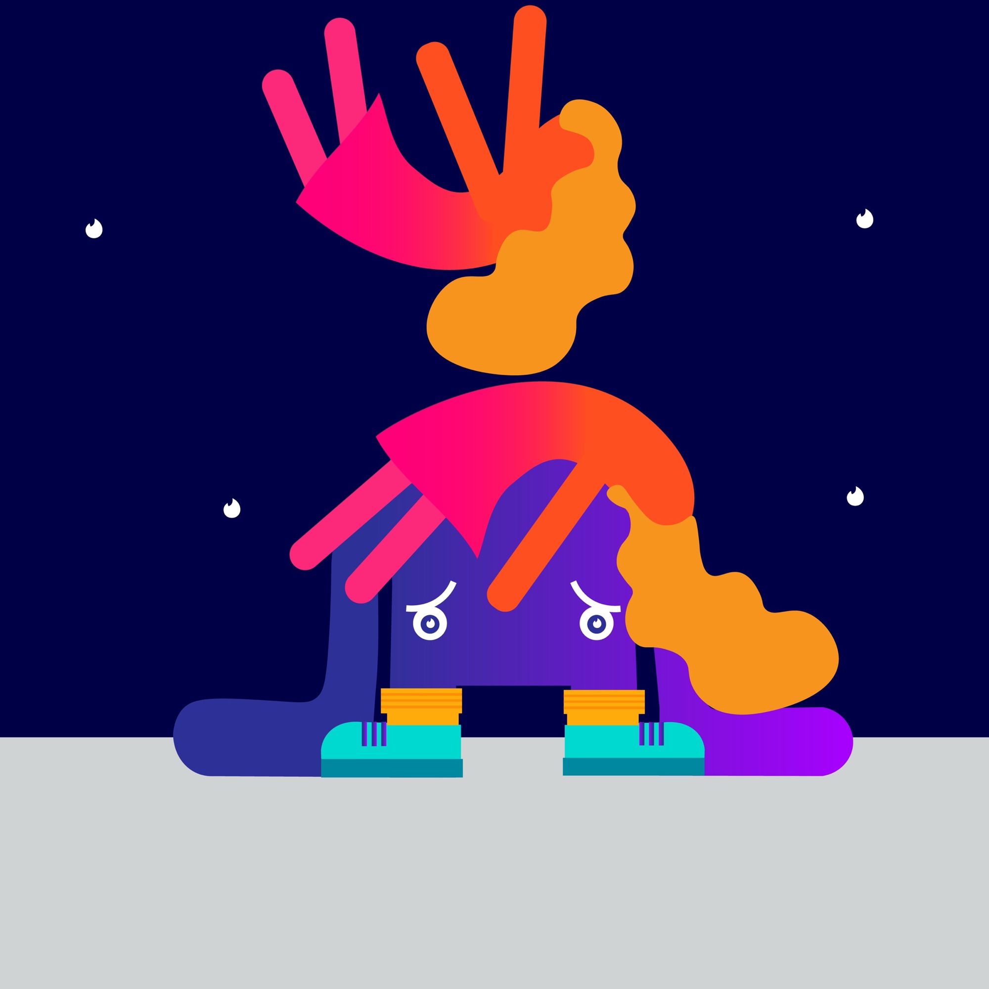 Still from the video: a falling figure