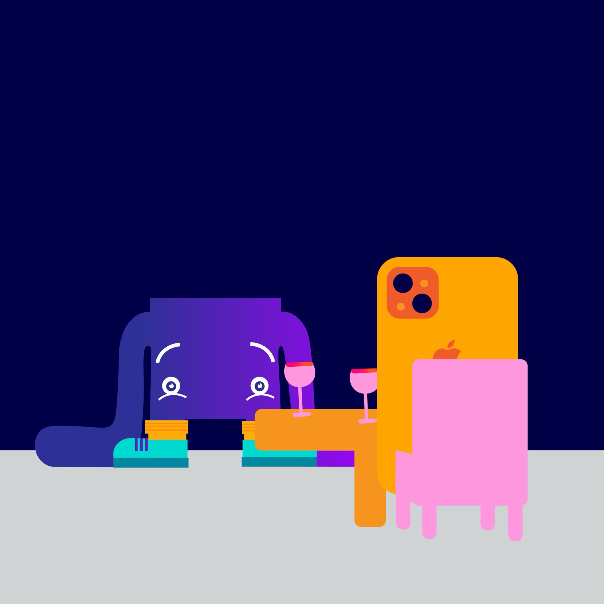 Still from the video: a date with a phone